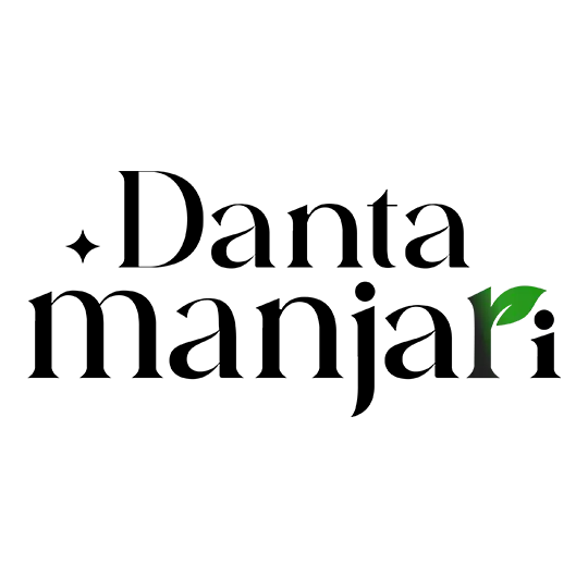 Danta Manjari brand logo with sleek typography and a green leaf detail, a client of Growth Up PR Agency.